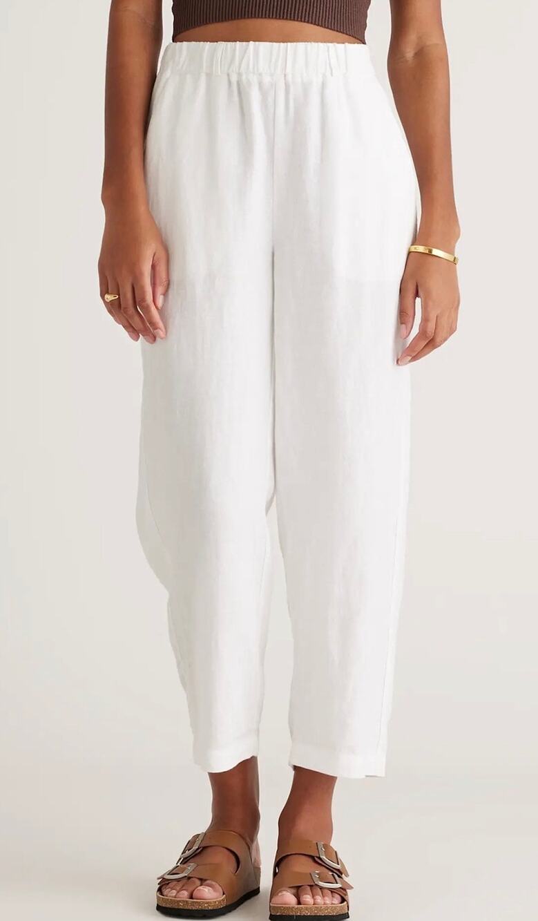 Quince 100% European Linen Pants White Pull-on Relax Women's XL